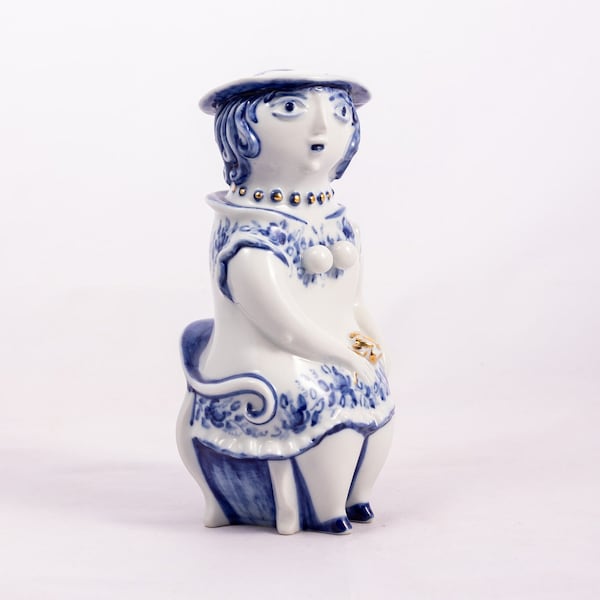 Lujza - Rare porcelaine de Zsolnay - Par Janos Torok - Collection Pommes de terre - Or cobalt - Années 60 peintes à la main - Fabriqué en Hongrie