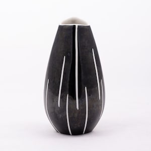Black & white mini - Rare vintage porcelain vase - Art-deco minimal design - Unterweissbach Unterweißbach Bavaria gdr - From the &#39;70s