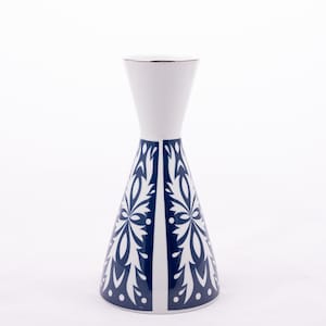 Folksy mandala - Vintage porcelain vase - Blue retro design - Spechtsbrunn Rossbach Germany bavaria gdr - From the &#39;70s