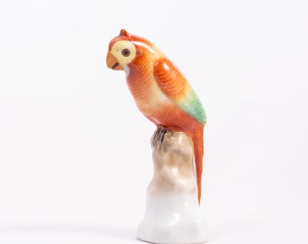 Colorful parrot - Vintage Herend Porcelain - Hand painted bird figurine - From the '70s - Made in Hungary