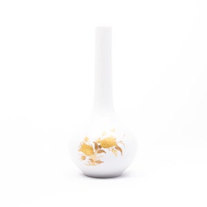 Romanze by Bjorn Wiinblad - Rosenthal studio-linie collection - Hand-painted golden flowers - Tubular porcelain bud vase - Gdr Germany rare