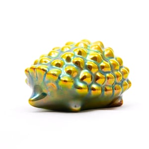 Eosin hedgehog - Rare Zsolnay Pecs porcelain figurine - by Janos Torok - Special eozin glazing - art deco mcm animal figure - From the &#39;90s
