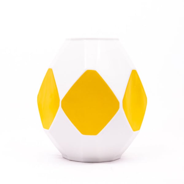 Yellow Pop! - Vintage Seltmann Weiden porcelain - Midcentury dodecagonal design vase - Art-deco shape minimalist - Germany GDR '70s