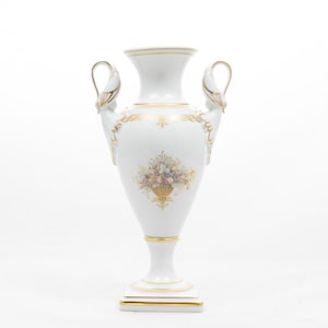 Musette - Amphora vase - Vintage AK Alboth-Kaiser porcelain - Bohemian home decor - 24K Gold accents - Swan Handles - &#39;60s West Germany