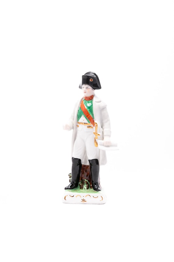 ナポレオンボナパルト置物 ナポレオン ボナパルト - 希少なリップルスドルフ磁器 - 騎士軽騎兵隊