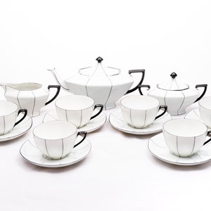 Atomic dreams - Service à café monochrome art déco - Porcelaine Victoria vintage - Des années 60 - Fabriqué en Tchécoslovaquie - Rare - Collectionné