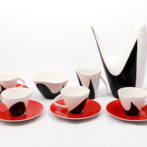Tria Loucky - Jaroslav Jezek 1959 - Monochrome art deco coffee set - Vintage - From the &#39;50s - Made in Czechoslovakia - Rare - Collectible