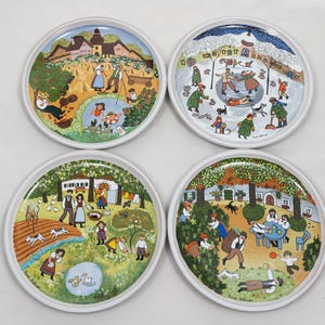 Changing seasons - Renate Koblinger - Winterling Feinkeramik - Vintage wall plate set - Spring Summer Autumn Winter - German porcelain &#39;70s