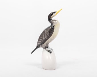 Cormorant - Vintage Hollohaza Porcelain - Bird - Waterfowl  - Hand painted art-deco  animal figurine - From the '70s - Made in Hungary