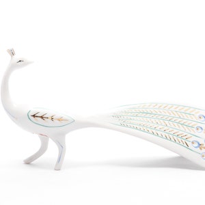 Art-deco peacock - Vintage Hollohaza Porcelain - Hand painted figurine - From the &#39;70s - Made in Hungary