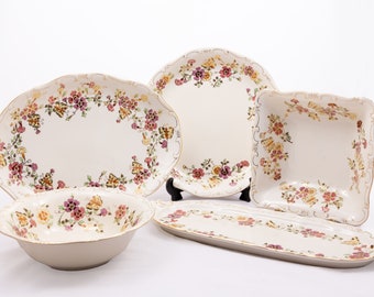 Butterfly - Zsolnay Pecs Porcelain - Large serving plates bowls - Luxury fine china - Gold plated - Hand painted - Made in Hungary