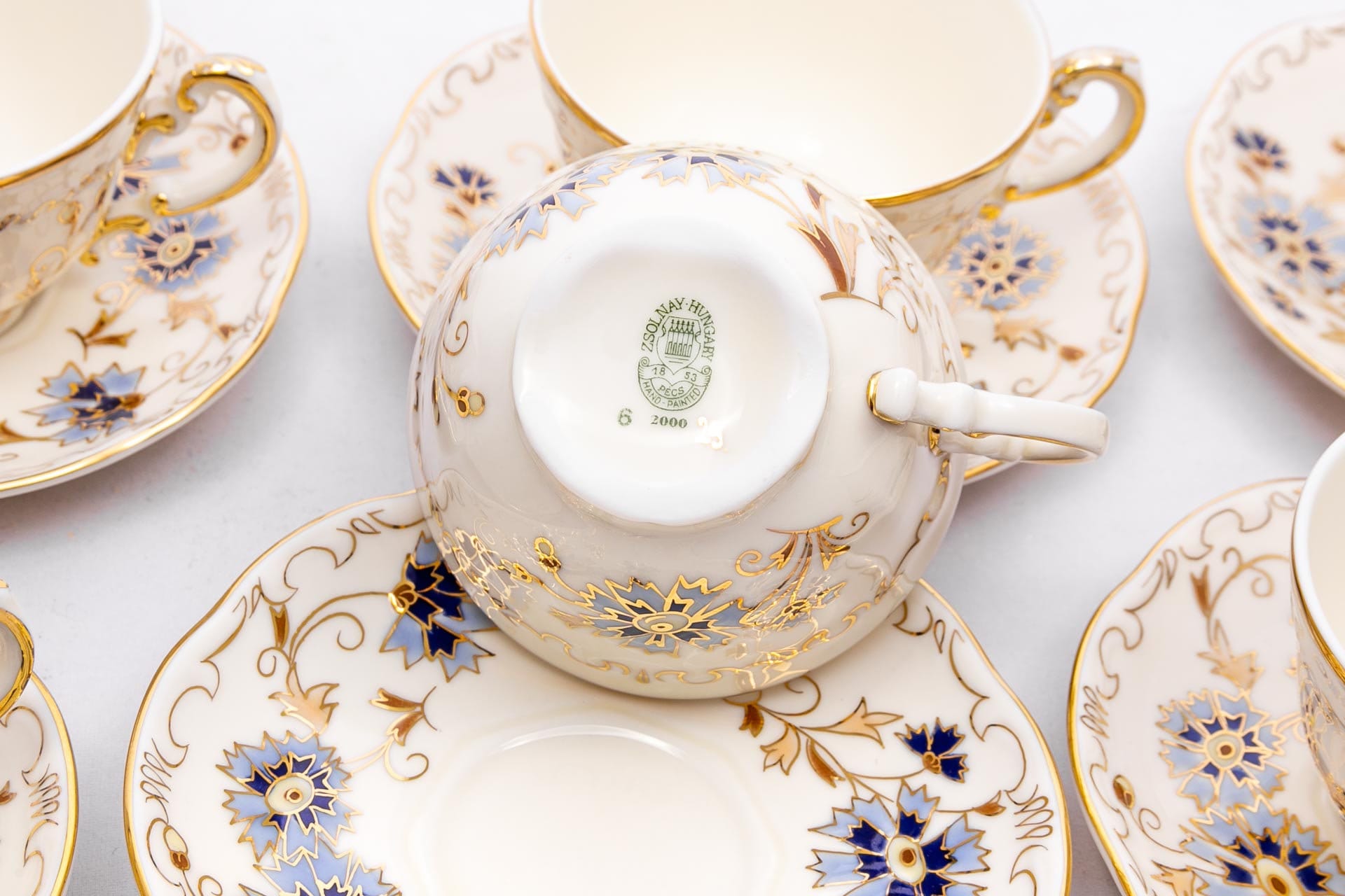 Cornflowers - Zsolnay Pecs Porcelain - 6 Person Coffee Serving