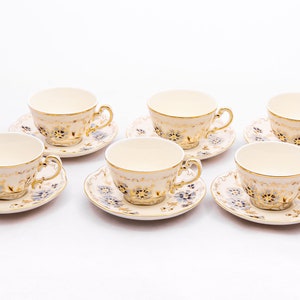 Cornflowers - Zsolnay Pecs Porcelain - 6 person coffee serving - Exclusive numbered china - Gold plated - Hand painted - Made in Hungary