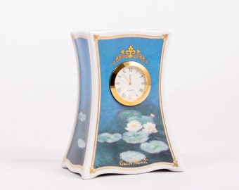 Nymphéas, effet du soir - Por Claude Monet - Relógio de porcelana - Goebel Artis Orbis - Produção rara e limitada - Efeito noturno de nenúfares