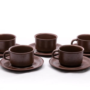 Classic chocolate brown - Vintage ceramic coffee set - Retro pottery - Space age mcm minimal design - From the &#39;50s - Handmade in Hungary