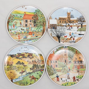 Changing seasons - Bareuther Waldsassen - Vintage collection wall plates - Spring - Summer - Autumn - Winter - German porcelain &#39;70s