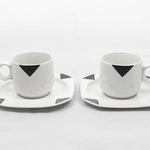Black & white cubic - By Sung G. Suez - IKEA porcelain - Coffee for two - Op-art - Post modern - Bauhaus - Memphis design - &#39;70s - Spain
