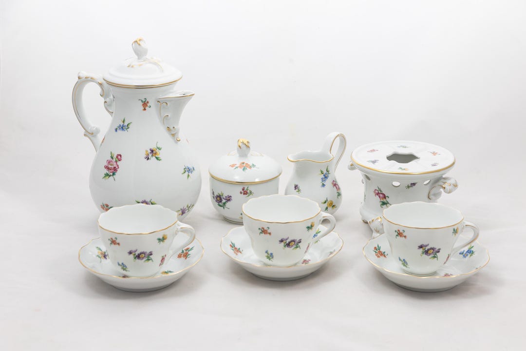 Maria Theresia Mirabell - Hutschenreuther Selb Germany - Vintage Porcelain Coffee Tea Set - Baroque Secessionist - Gold Accents - '60s