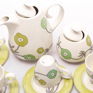 Rippl-Ronai - Rare 6 person coffee set - Vintage Zsolnay Pécs porcelain - From the &#39;90s - Made in Hungary