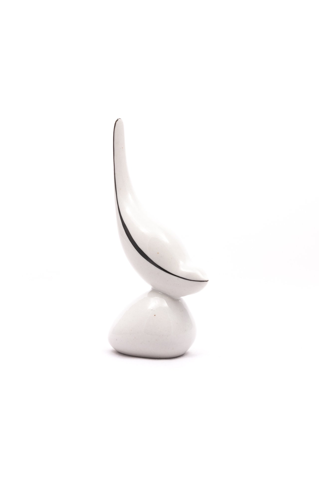 Art-deco birdie - Drasche/Kobanyai porcelain - Hand painted animal figurine - Simplistic monochrome mcm - From the '50s - Made in Hungary