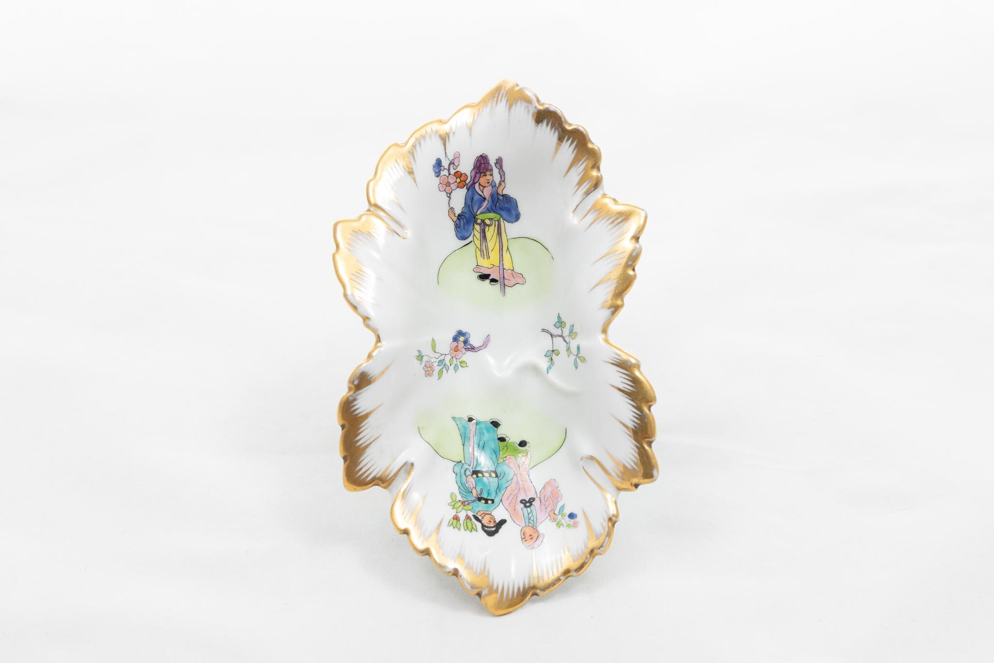 Csung Vert - Herend Porcelain - Jewellery Tray / Dish Leaf Shape