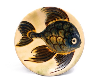 ヴィンテージ プッチデモン 魚皿。スペインのスタジオ陶器の魚皿