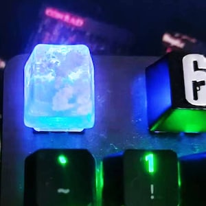Blue Sky Clouds Transparent Keycaps, Best Personalized Mechanical Keycaps, Creative Handmade Resin Key Cap, ESC Gaming Artistic Keycaps