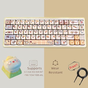 Set di copritasti Cat Graffiti, set di copritasti simpatico gatto Sushi, copritasti gatto giapponese Kawaii, set di copritasti Anime, set di copritasti PBT 142 MOA