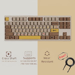 Steam Age Vintage Keycap Set, Coffee Retro Keycaps Set, Cherry Mechanical Keyboard Keycaps, 146 PBT Keycaps Set, Artisan Universal Keycap