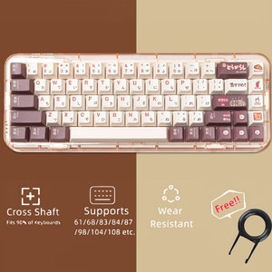 Japanese Style BBQ Keycaps Set, Cute Food Anime Keycap Set, Cherry Artisan Universal Keycaps, Mechanical Keyboard 142 Keycap Set