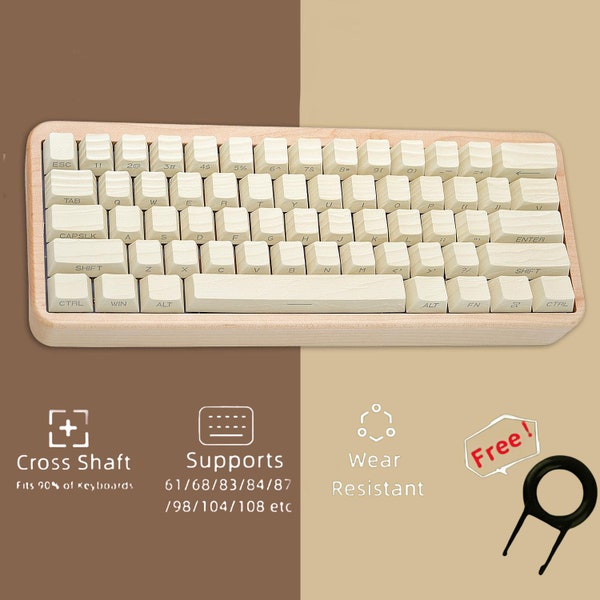 Helles Holz-Seitendruck-Tastenkappen-Set, Walnuss-beleuchtete Tastenkappen-Set, Cherry Artisan 120 Tastenkappen-Set, Mechanische Tastatur Universal-Tastenkappen