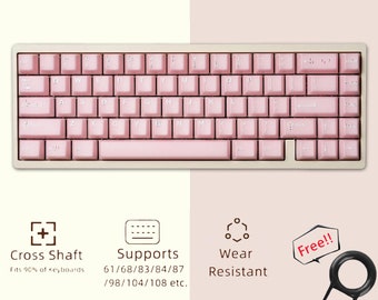 Sakura Pink Jelly keycaps set, eenvoudige roze keycaps set, Cherry Artisan 120 keycaps, mechanisch toetsenbord universele keycaps
