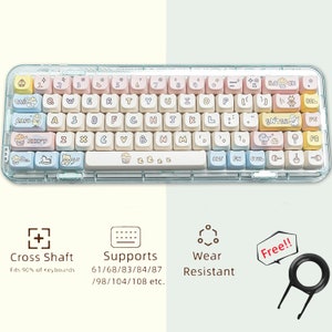 Jeu de capuchons de touches graffiti chiot mignon, jeu de touches de couleur macaron, jeu de capuchons de touche anime, capuchons de touche universels pour clavier mécanique, capuchon de touche artisan MOA 138