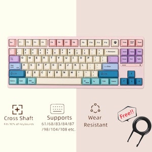Simple Beige Keycaps Set, Macaron Color Matching Keycaps Set, Mechanical Keyboard Universal Keycaps, PBT Cherry 143 Artisan Keycaps