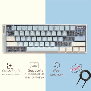 Blue Transcluent Keycaps Set, Engraved 144 Keys Keycaps Set, Cherry MX Universal Keycaps, PBT Artisan Keycaps, Keycap Gift Decor For Gamers