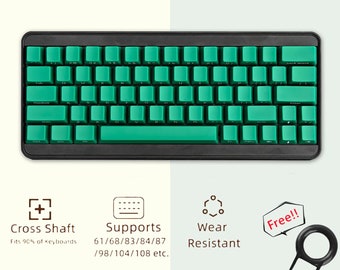 Green Side Engraved Keycaps Set, Vintage Green Keycaps Set, Mechanical Keyboard Universal Keycaps, OEM 130 Artisan Keycaps