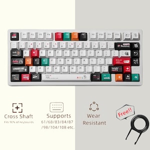 Simple White Keycaps Set, Graffiti Anime Keycaps Set, Mechanical Keyboard Universal Keycaps, Cherry PBT 135 Artisan Keycaps