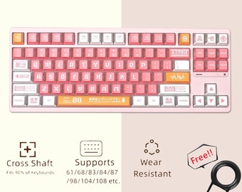 Roze transparante toetsenset, EVA-gamingtoetsenset, universele mechanische toetsenbordtoetsen, Cherry PBT PC 129 Artisan-toetsenbordtoetsen