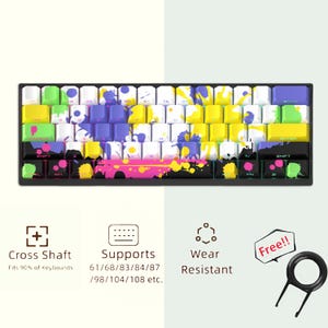 Graffiti Keycaps Set, Paintwork Keycaps Set, Shine Through PBT Keycaps for Mechanical Keyboard, Cherry MX Side Print Letter, Gamer Gifts
