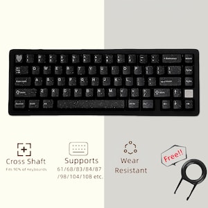 Shiny Black Keycaps Set, Simple Black Keycaps Set, Cherry ABS 114 Keycaps, Mechanical Keyboard Universal Keycaps, Artisan Keycaps