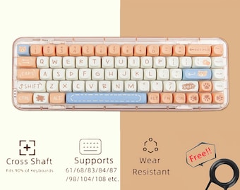 Juego de teclas Pudding Bear, juego de teclas Lovely Bear Graffiti, teclas universales para teclado mecánico, teclas MOA 143 Artisan