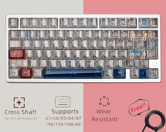 Juego de teclas totalmente transparentes, juego de teclas Crystal Ice, teclas universales para teclados mecánicos, teclas Cherry 156 Artisan, entusiastas de los juegos