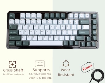 Vintage Green Keycaps Set, Mechanical Keyboard Universal Keycaps, Cherry 173 Artisan Keycaps, Ergonomic Keycaps Set