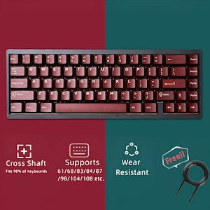 Vintage Red Keycaps Set, Frosted Red Keycaps Set, Cherry Mechanical Keyboard Keycap Set, 120 Artisan Keycaps, Gift for Friend