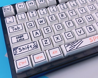 Juego de teclas con grafiti blanco, juego de teclas para teclado mecánico, teclas XDA PBT de 126 teclas, juego de teclas Artisan, bonito juego de teclas para juegos