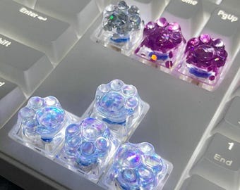 Translucent Cats Keycaps, Kawaii Cherry MX Keycaps, High Quality Transparent Keycaps, Creative Handmade 3D Resin Keycap, Keycaps For Gaming