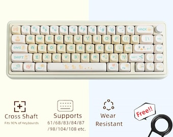 Juego de teclas Picnic Duck, juego de teclas Graffiti Cream, teclas universales para teclado mecánico, teclas MOA 142 Artisan, regalo para un amigo