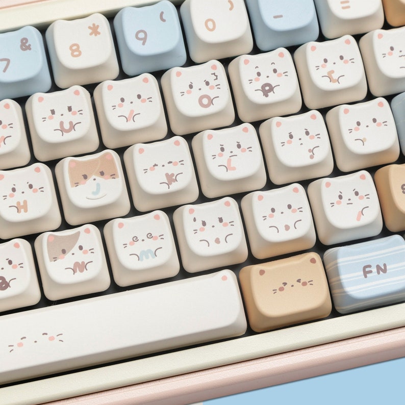 Cute Cat Keycap Set, Anime Keycaps Set, Mechanical Keyboard Keycaps Set ...