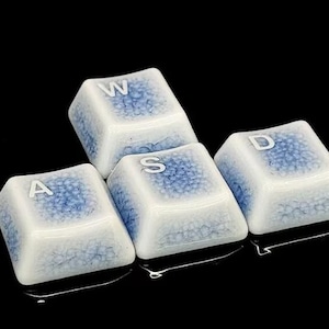 5 couleurs, céramique, capuchons de touches WSAD, capuchon de touche unique motif craquelé, capuchons de touche artisan rétroéclairés, cadeau pour les joueurs