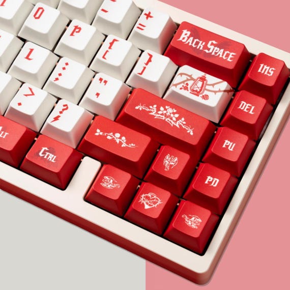 ゴシックレッドローズキーキャップセット、PBT 127キーキー ゴシックレッドローズキーキャップセット、PBT 127キーキー